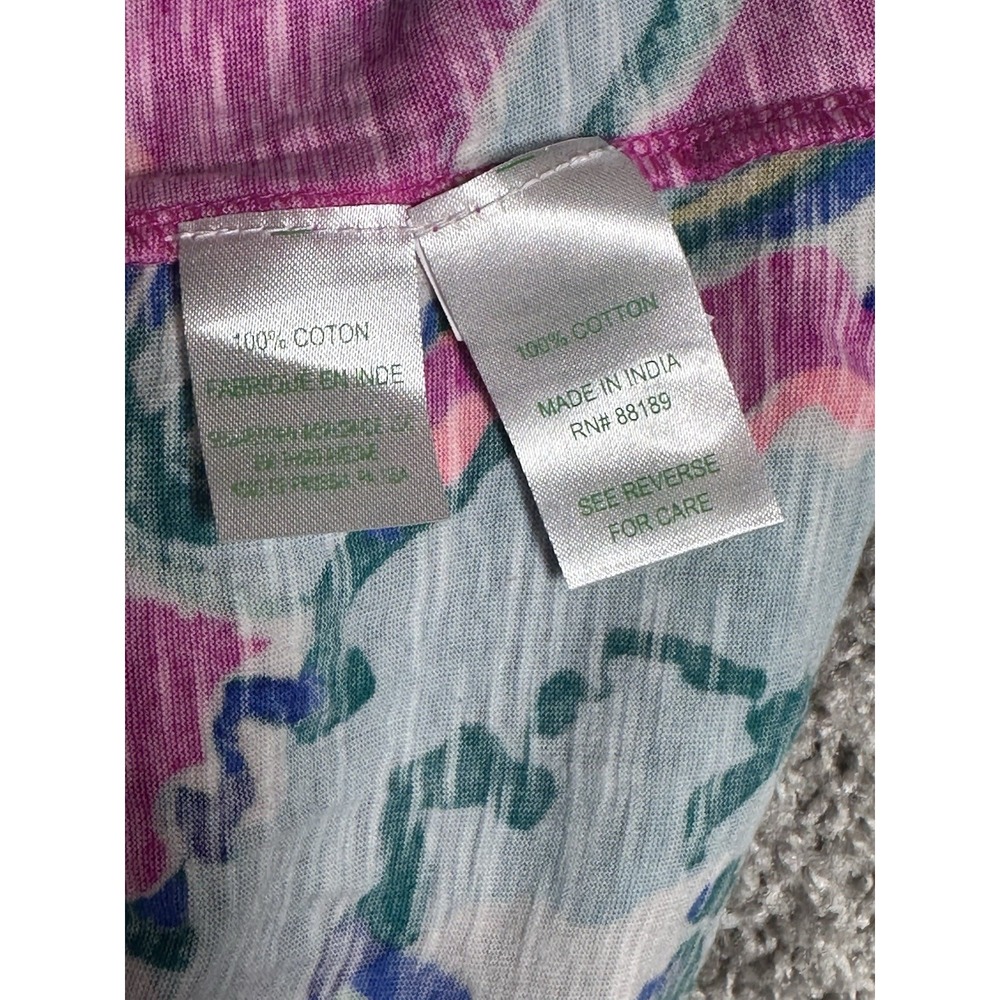 Lilly Pulitzer Sleeveless Henley Tank Top Pink Floral Print Women's Medium M - Picture 4 of 4